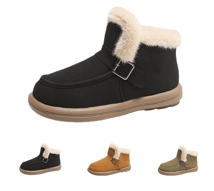 Womens Moccasin Snow Boots Warm Winter Boots Ankle Boots for Women Outdoor Fur Lined Womens Shoes Slippers