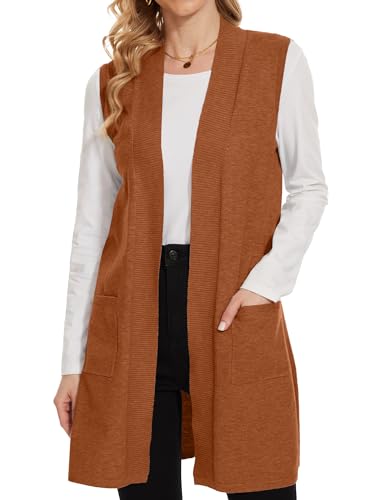 Image of Beautiful Nomad Sleeveless Cardigans for Women Long Sweater Vest