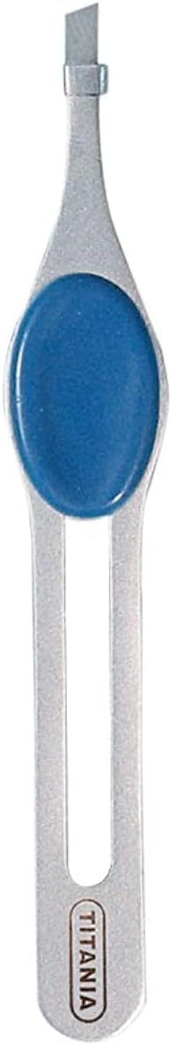 Titania Tweezers 9 cm with Blue Handle and Slanted Tip Stainless Steel Rustproof on Blister Card Pack of 1 x 18 g