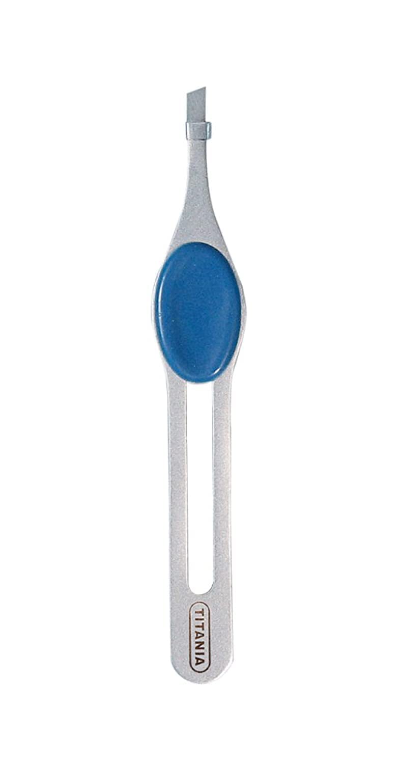 Titania Tweezers 9 cm with Blue Handle and Slanted Tip Stainless Steel Rustproof on Blister Card Pack of 1 x 18 g