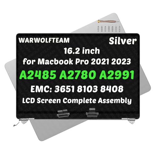 Image of 16.2 inch Compatible with MacBook Pro Retina M1 M2 M3 2021 2023 A2485 EMC 3651 A2780 EMC 8103 A2991 EMC 8408 661-21968 661-32187 LCD Screen Display Replacement Complete Assembly(Silver)