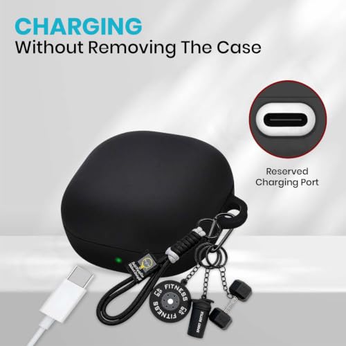 Image of Soft Silicone Case Cover for Samsung Galaxy Core with Gym Fitness Keychain (Black)