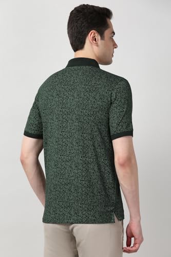 Image of Peter England Men's Cotton Abstract Floral Print Polo T-Shirt - Casual Wear | Stylish & Breathable