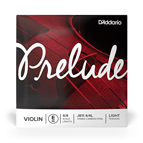 D'Addario Prelude Violin Single E String, 4/4 Scale, Light Tension