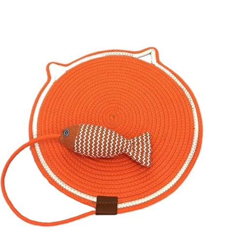 Pawmingle Interactive Cat Scratch Pad with Hanging Ball, Round Cotton Rope Mat for Wall or Floor, Non-Slip Scratching Carpet for