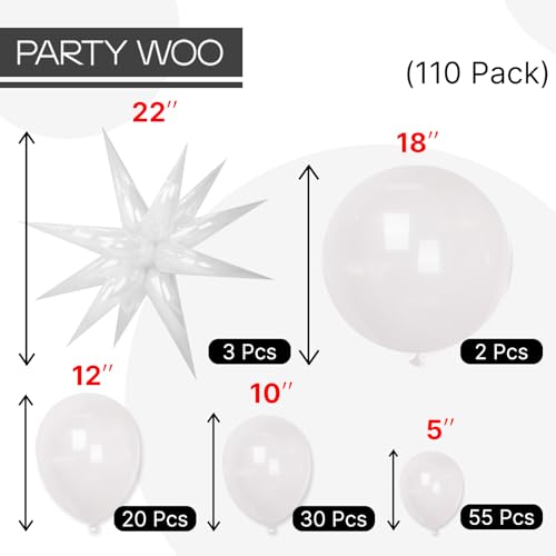 Image of PartyWoo Clear Star Balloons 110pcs Different Sizes 18 12 10 5 Inch Pack 22 Inch Transparent Spike Star Explosion Foil Mylar Balloon Arch Kit for Birthday Wedding Party Decorations Clear-Y2