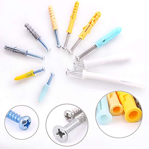 image for Hilitchi 220-Pieces Zinc and Plastic Self Drilling Drywall Anchors wit