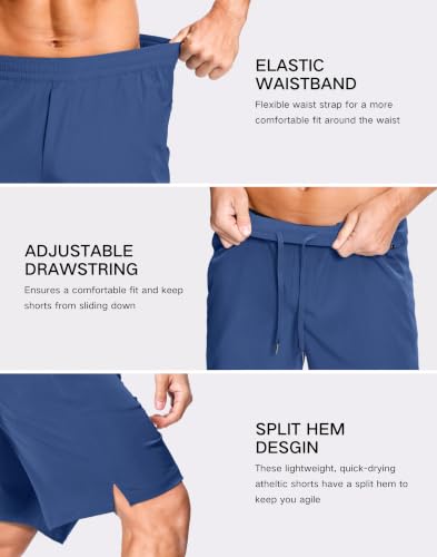 Image of GGJ Men's Lightweight Athletic Shorts with 2 Zipper Pockets 7 inch /9 inch /5 inch Gym Workout Running Quick Dry Tennis Shorts for Men
