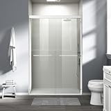 111,8-122,9 cm L x 182,9 cm H Doppia porta scorrevole semi-senza cornice, larghezza regolabile in vetro temperato, pellicola antideflagrante, compatibile con cabina doccia, bianco opaco