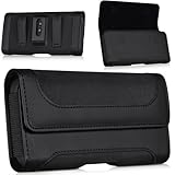 COANJIUO Phone Holster with Belt Clip Strong Magnetic Closure Nylon & Leather for iPhone Pro Max, Plus 17 16 15 14 13 12 16e, Samsung Galaxy Plus, FE S25 S24 S23 S22, L-Black