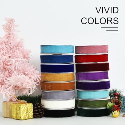 RIBBOOO Khaki Velvet Ribbon 2.5CM x 9.14 Meter, Vintage Velvet Ribbons for Christmas Wreath Bow Decoration Craft Gift Wrapping, Valentine's Day Bouquet Packaging - Image 3