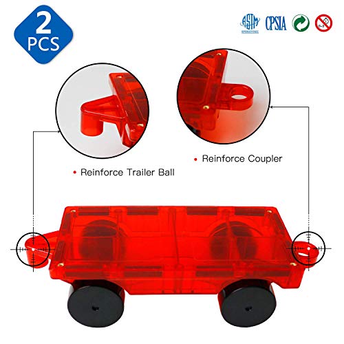 Magblock 2 Pieces Car Truck Chassis Wheel Set Compatible With Magnetic Tiles Magnet Toys For Kids Toddlers Preschool Gift Toys #TOP2