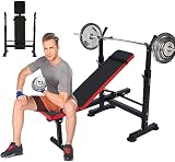 Adjustable Olympic Weight Bench - Bench Press Set with Preacher Curl Pad Leg Developer Squat Rack We