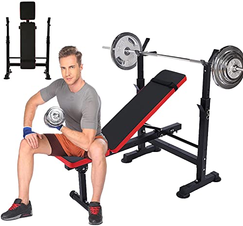 Adjustable Olympic Weight Bench - Bench Press Set With Preacher Curl Pad Leg Developer Squat Rack Weight Lifting Strength Training Benches For Home Gym #TOP18