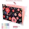 EOOUT 6pcs Expanding File Folders with 5 Pockets, Floral Accordion Folders for Documents, A4 Letter Size Plastic File Organizer with Snap Button for School and Office Supplies