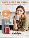 Single Serve Coffee Maker for K-Cup and Ground Coffee, Fast Brew, 6-12 oz Brew Sizes Single Cup Coffee Machine Fits 5.5" Mugs, One-Button Small Coffee Maker with Descaling Reminder, Grey