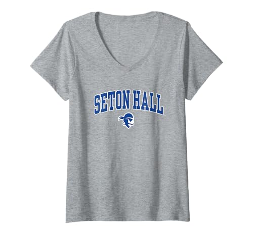 Womens Seton Hall Pirates Arch Over Gray Officially Licensed V-Neck T-Shirt