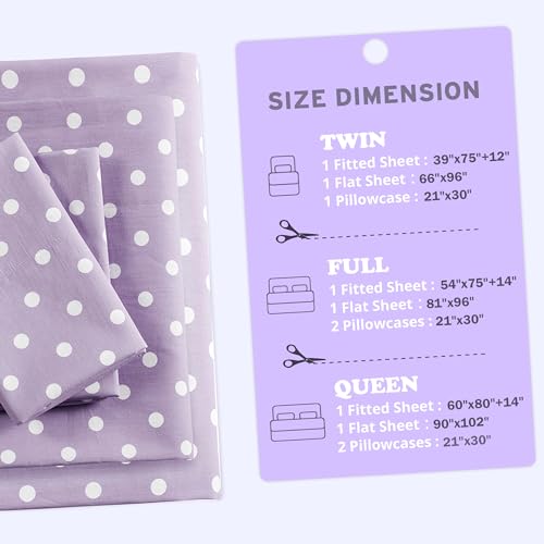 Intelligent Design 100% Cotton Full Sheet Set for Kids - 4 Piece, Purple by Intelligent Design - Used condition - Image 3