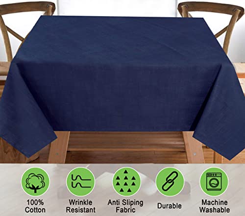 Ruvanti Table Cloth 60X84 6-8 Seats. Premium 100% Cotton Rectangle Tablecloth. Washable & Reusable Table Cloths. Blue Table Cover For Buffet, Parties, Holiday Dinner, Wedding. #TOP2