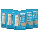 Areia Higiênica Sanitária Grão Fino Para Gatos Kit 5 unidades de 4kg Sem Perfume Premium Natural