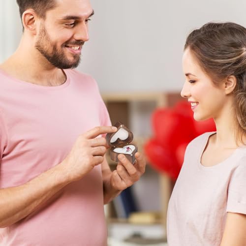 Estuche de terciopelo para joyas con amortiguación premium y diseño de corazón para anillos 4