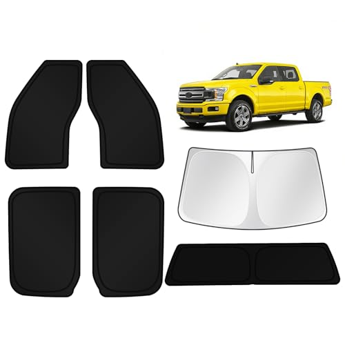 Image of KUST Car Window Shades for Ford F150 2015-2020 Windshield Sun Shade Side Window Cover UV Block Privacy Protection Accessories for Camping Blackout Rear Back Full Set 6PCS