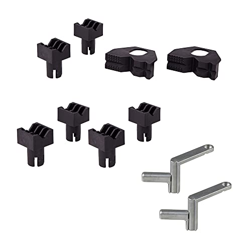 wolfcraft I Projekt-Set „Flach-, Rund- & Schnellspannen“ I DIY Zubehör zum Spannen auf allen Spanntischen mit 20 mm Bohrungen I bestehend aus acht Spannbacken zum Flach- & Rundspannen & zwei Schnellspannern