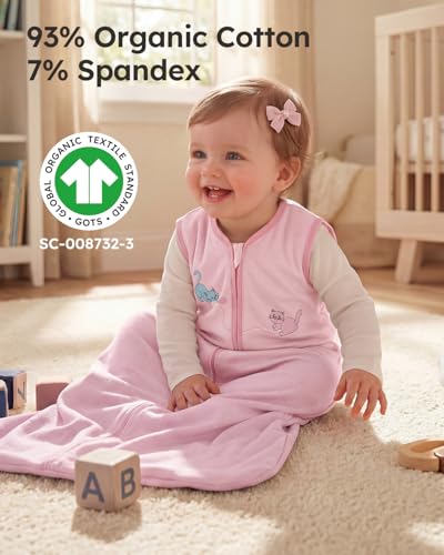 Image of Yoofoss Baby Sleep Sack 0-6 Months Wearable Blanket for Babies 100% Organic Cotton 2-Way Zipper TOG 0.5 Toddler Sleeping Sack 3 Pack, Sleep Sacks