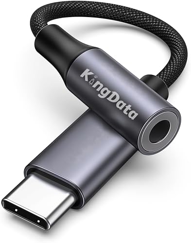 KingData USB C to 3.5mm Jack DAC Hi-Fi Stereo Audio Type C Aux Headphone Adapter Compatible with iPhone 15 Pro Max Galaxy S24 S23 S22 S21 S20 A55 A35 C55 iPad Pro Mini 6 Pixel 8 7 6 Cable Dongle Cord