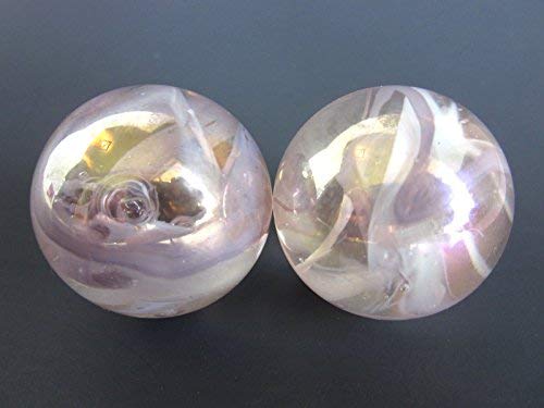 Big Game Toys~Set of 2 Peach Blush 35mm Boulder Translucent Peach/Pink White Swirl Large Shooter Solid Glass Marbles