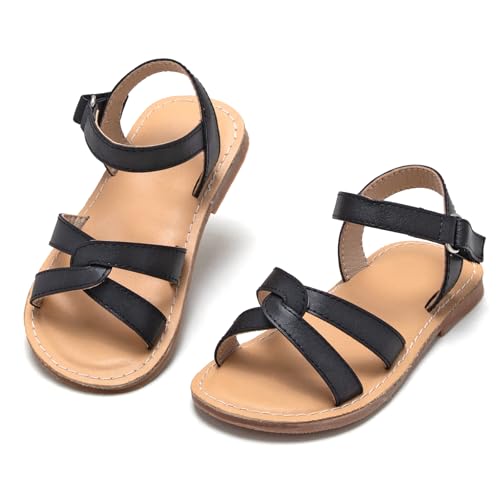 Image of Kolan Toddler Girl Sandals Open Toe Flat Princess Dress Shoes Little Kids