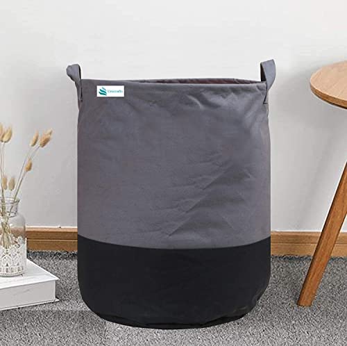 Image of 45L Non-Woven Laundry Bag | Foldable Clothes Storage Basket with Handles | Durable Collapsible Laundry Hamper for Dirty Clothes, Toys & Home Organization (Grey & Black) (Pack of 1)