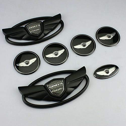 7pcs 3D Matte Black Fibre Wing Car Badge Emblem Genesis Coupe