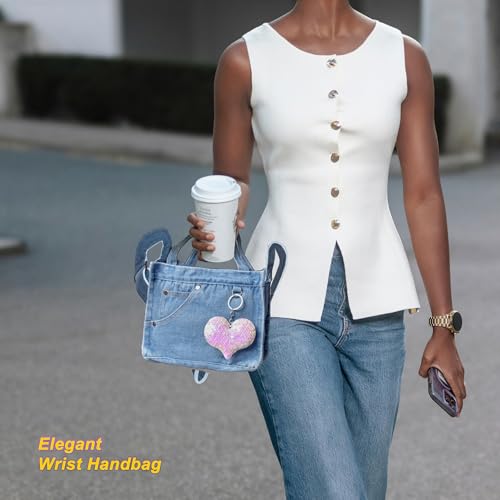 Image of SoonerCozer Crossbody Denim Purse Fashion Small Hobo Bag Stylish Handbag Tote Bag for Women
