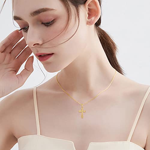 DOVRAN 14k Yellow Gold Celtic Knot Cross Necklace Pendant Religious Fine Jewelry For Women Anniversary Birthday Gifts For Her2