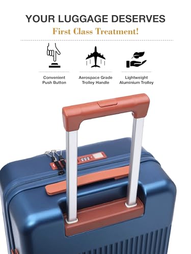 Image of FUR JADEN The Aviator TechPro 55cm German Polycarbonate Travel Luggage Cabin Suitcase with USB Port, Laptop Compartment, 8 StealthTech Shock Absorbing Wheels, TSA Lock (Cobalt Navy, Cabin 20 inch)