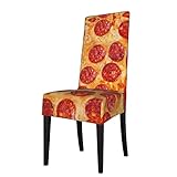 RINISA 3D-Pizza-Stuhlhussen mit Pepperoni-Druck, waschbar, armloser Stuhlbezug für Esszimmer, Küchenbezug, Parson-Stuhlschutz für Esszimmer (2 Stück)