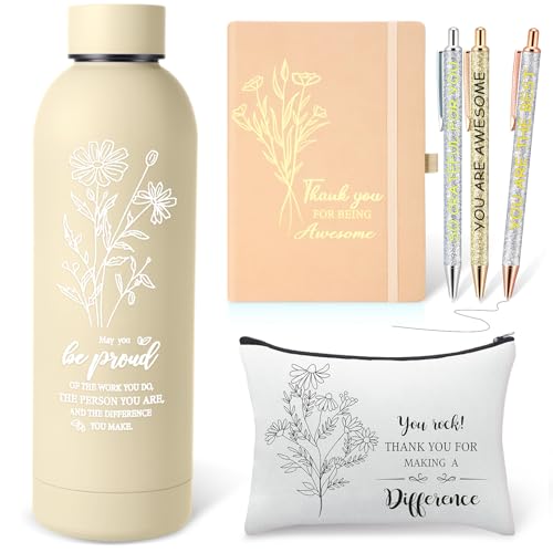 Funnymoom 6 Pcs teacher Appreciation Gifts Tumbler Notebook Pens, Yellow