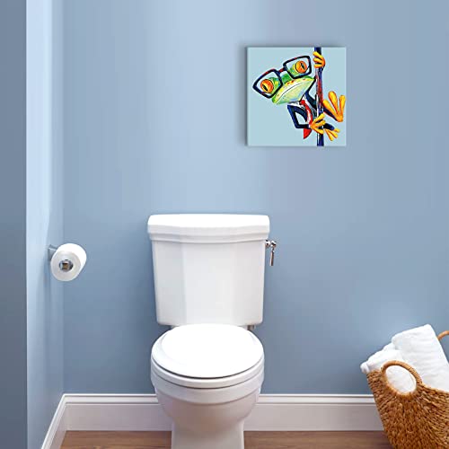 Tonzom Abstract Happy Cute Frog With Glasses Printed On Canvas Stretched Framed Ready To Hang Decoration For Modern Home（12X12Inch） #TOP5
