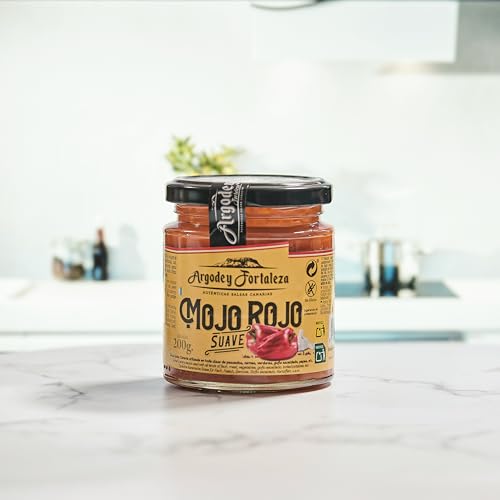 Argodey Fortaleza Mojo Rojo Suave 200g - Authentische Kanarische Sauce, Perfekt und Vielseitig zum Streichen auf Brot, Toast, Arepas, Kartoffeln. Ohne Konservierungsstoffe und künstliche Zusätze.