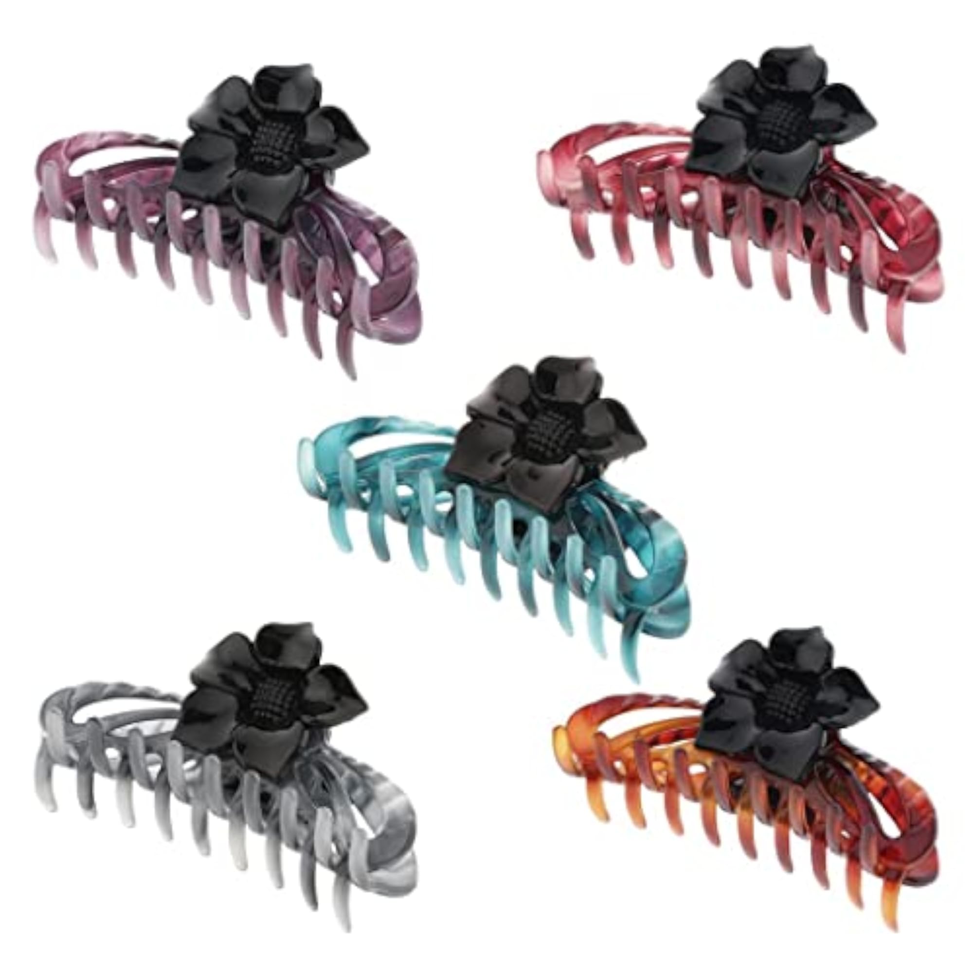 2Pcs Large Flower Hair Claw Clips, Strong Hold, Blue