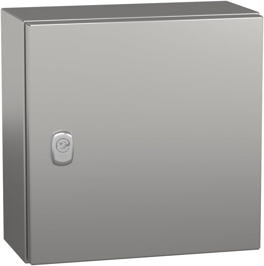 Square D by Schneider Electric Spacial S3X Stainless Steel Metal Electrical Box for Indoor Use, Plain Door, Wall Mounted, Mounting Plate Not Included, 300 (H) x 300 (W) x150 (D) mm
