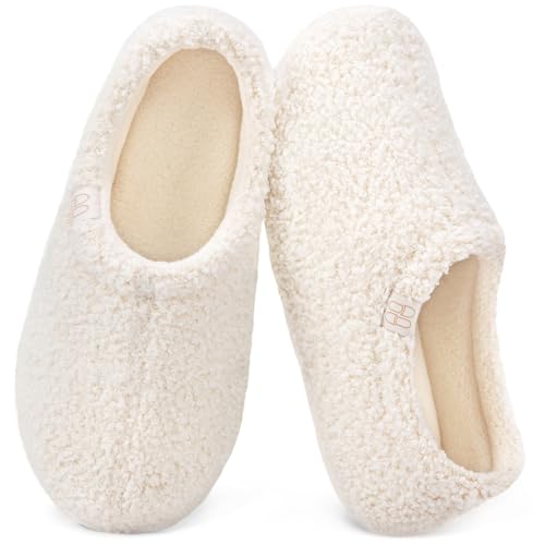 HomeTop Women's Fuzzy Curly Fur Memory Foam Loafer Slippers Bedroom House Shoes with Polar...