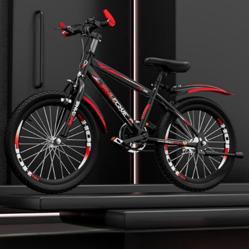 GRSMIS 子供用自転車 マウンテンバイク 6 〜 16 歳の男の子と女の子に最適 スポーツバイク 18/20/22/24インチ学生用自転車 調節可能なシート フロントサスペンション デ 通学 学生用 (24インチ,黒と赤(シングルスピード))