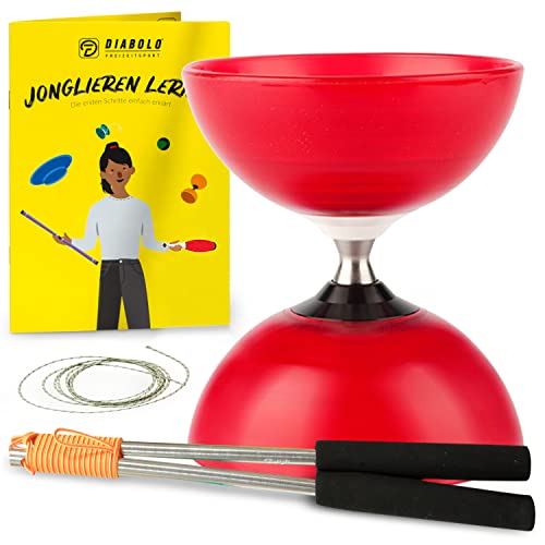 Juego de diábolo con rodamiento de Bolas de Rueda Libre de Henrys Beach Juego Profesional de Diábolo I (Rojo) Cover