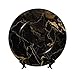 BWLHJKE Piatto decorativo in porcellana ossea in marmo nero oro con immagine piatti piani personalizzati in porcellana con espositore, piatto decorativo in ceramica per ornamento da appendere alla immagine