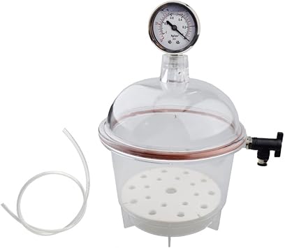 Vacuum Dryer, 150MM Polycarbonate Dryer Jar, Laboratory Drying Equipment, with Pressure Gauge, Plastic Double Valve, for Vacuum Drying and Storage