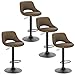 EUGAD Set di 4 Sgabelli da Bar Cucina Sedia Alta da Sala Pranzo in Simipelle Regolabile e Girevole a 360° con Schienale Poggiapiedi Marrone scuro 0668BY-4