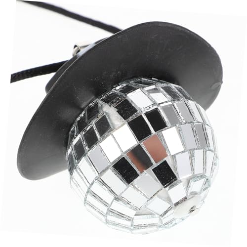Colgante de bola espejada Gatuida con forma de sombrero de vaquero, accesorio para espejo de auto, llavero o colgante para teléfono, decoración para fiestas y discotecas miniatura 3