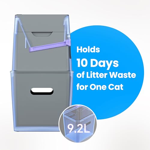 Neakasa PooGuard Mülleimer, 9,2 l Mülleimer für Katzenstreu, Hundekot und Windeln, mit Sichtfenster, breiterer Öffnung und 4-Monats-Nachfüllbeutel (grau)